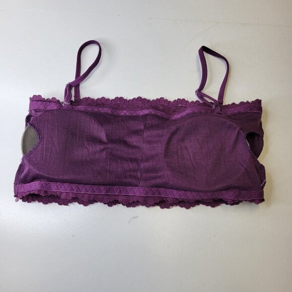 Sexy Purple Bralette Crop Top Lace Bandeau Adjustable Straps Removable Pad - NEW - Picture 10 of 12